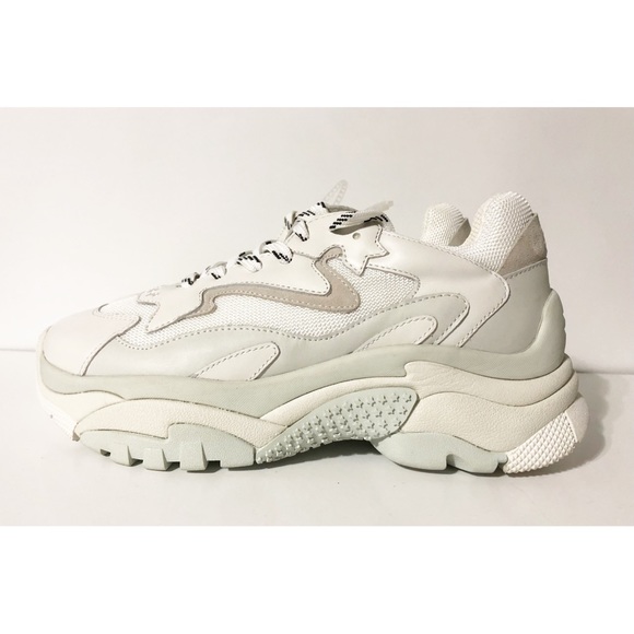 Ash ADDICT Sneakers Off-White Leather & Mesh Size 10, New Without Tags - Picture 7 of 9